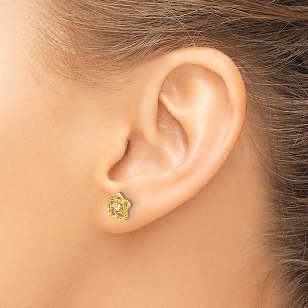 14k Madi K Polished CZ Flower Post Earrings (SE3057)