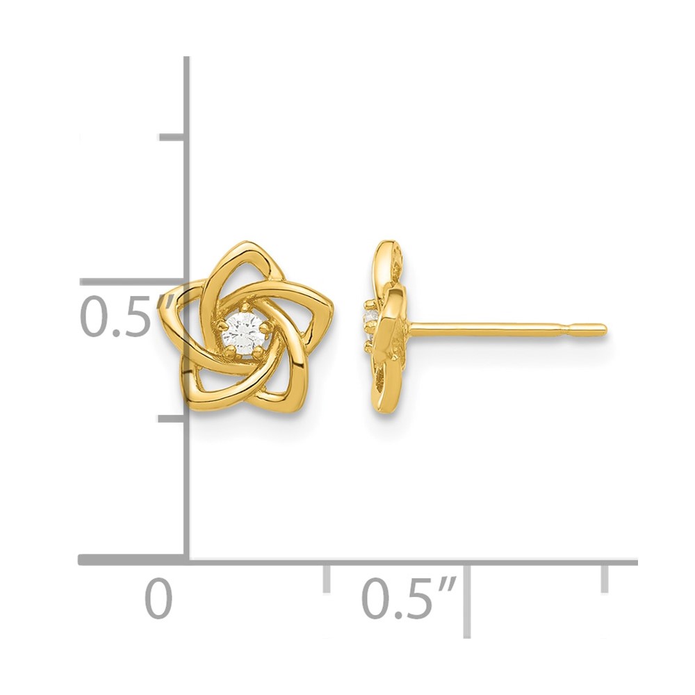 14k Madi K Polished CZ Flower Post Earrings (SE3057)