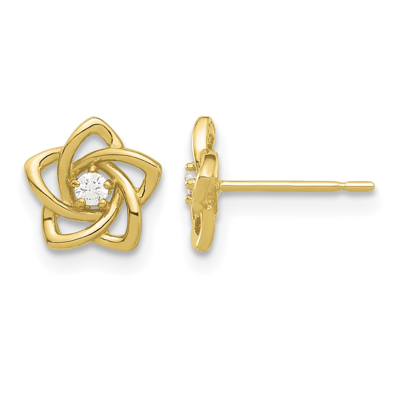 14k Madi K Polished CZ Flower Post Earrings (SE3057)
