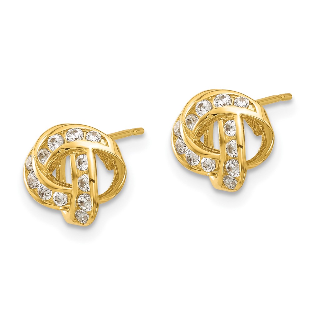 14k Madi K Polished CZ Love Knot Post Earrings (SE3058)