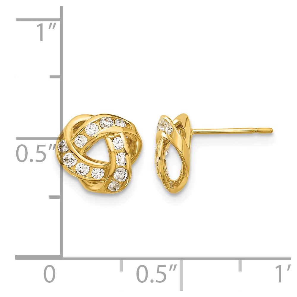 14k Madi K Polished CZ Love Knot Post Earrings (SE3058)