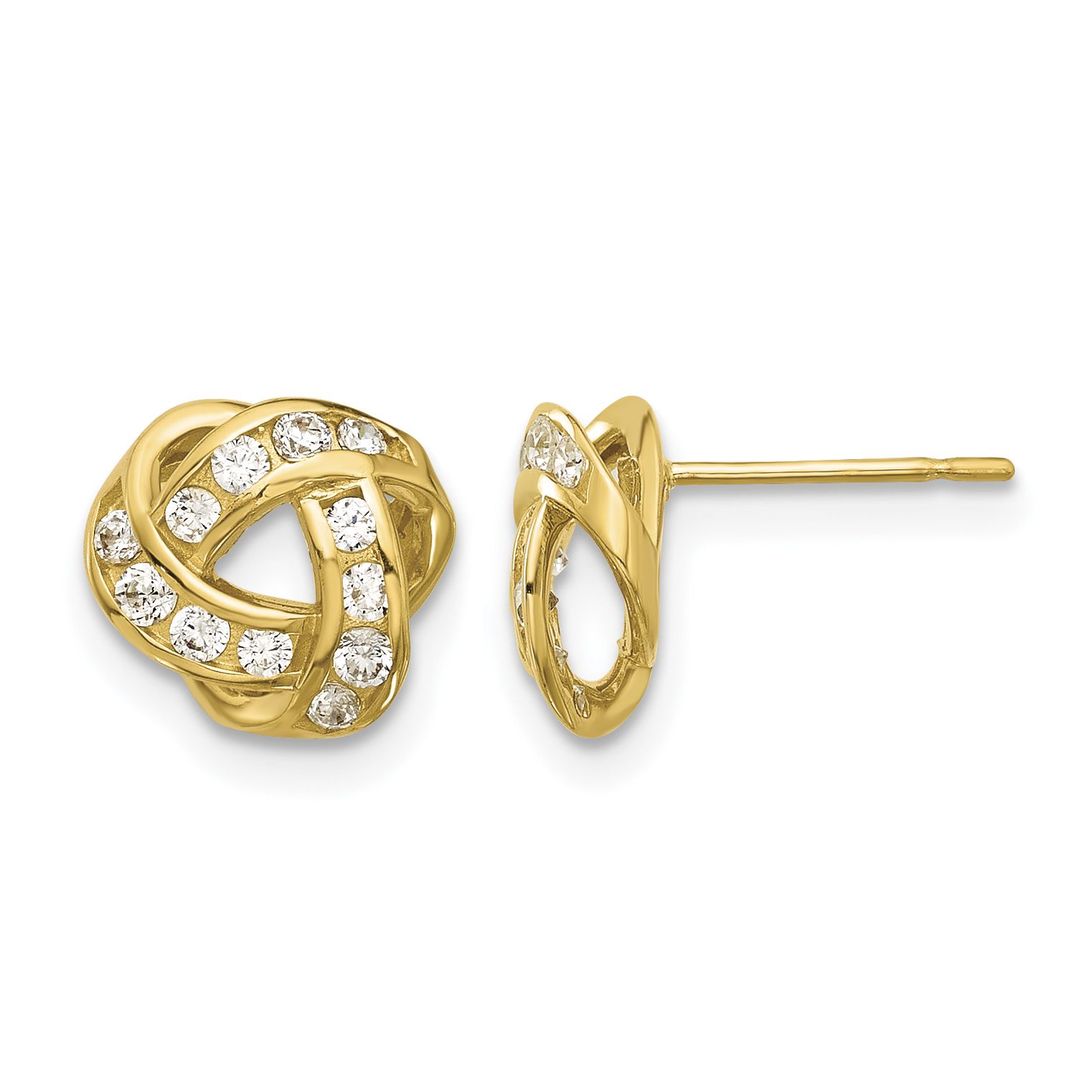 14k Madi K Polished CZ Love Knot Post Earrings (SE3058)