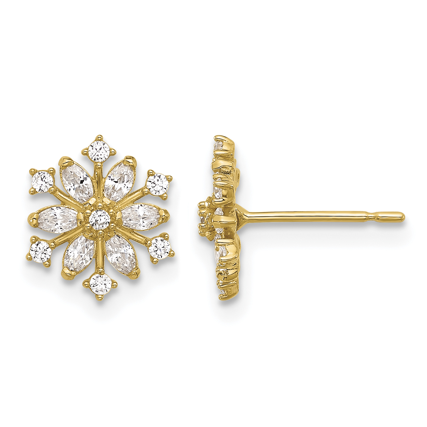 14k Madi K Polished CZ Snowflake Post Earrings (SE3059)