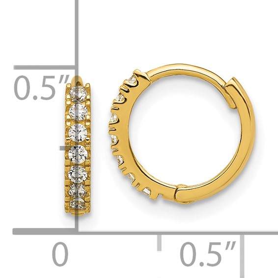 14k Madi K Polished CZ 2x11mm Hinged Hoop Earrings
