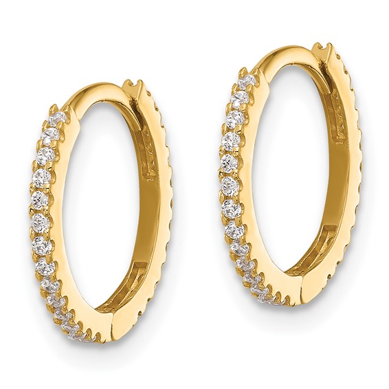 14k Madi K Polished CZ 1.25x14mm Hinged Hoop Earrings