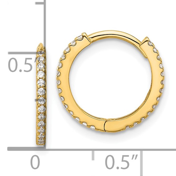 14k Madi K Polished CZ 1.25x14mm Hinged Hoop Earrings