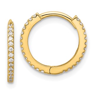 14k Madi K Polished CZ 1.25x14mm Hinged Hoop Earrings