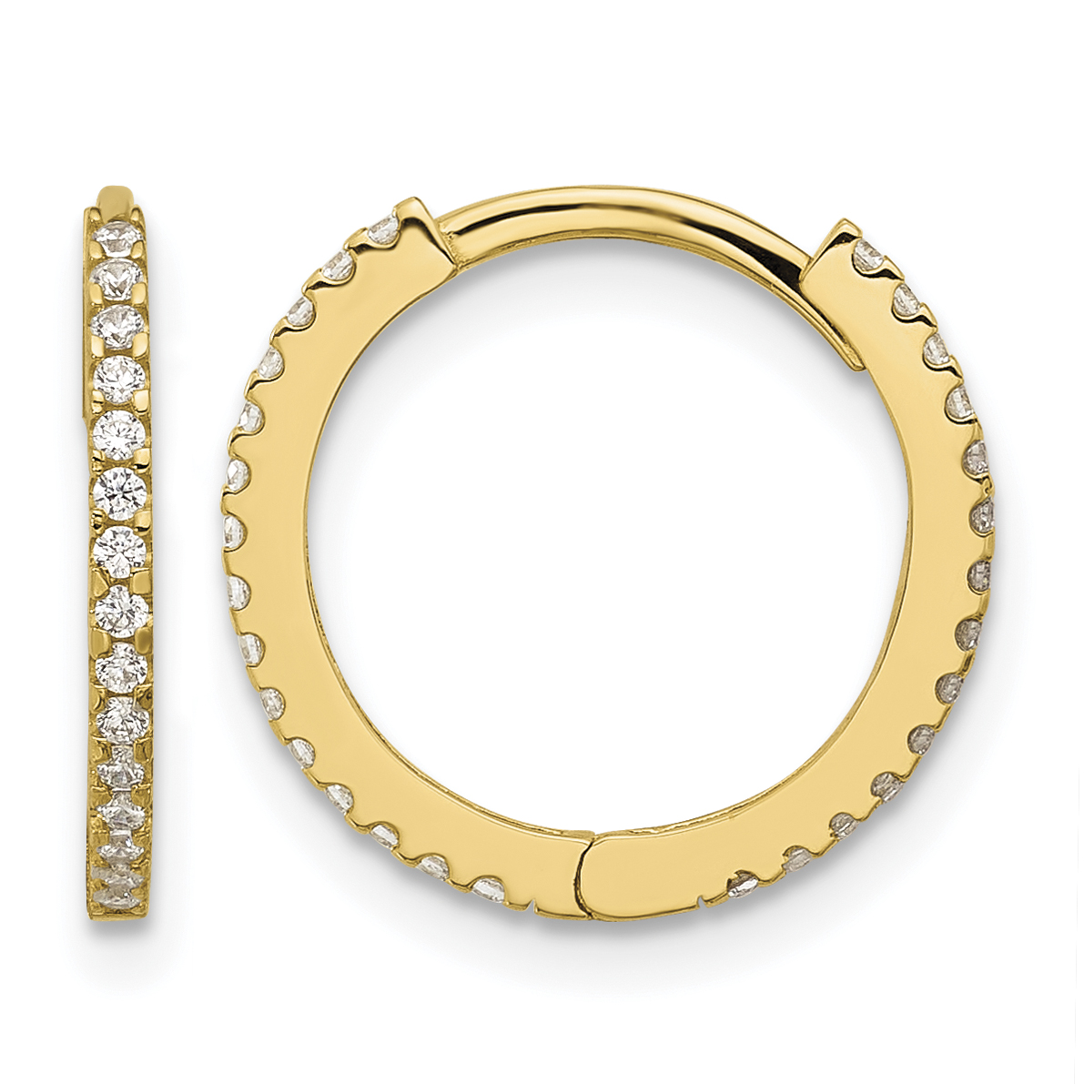 14k Madi K Polished CZ 1.25mm Hinged Huggie Hoop Earrings (SE3068)