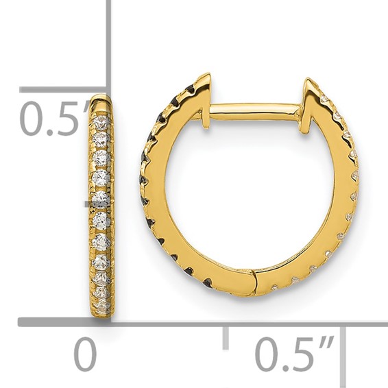 14k Madi K Black and White CZ 1x12mm Reversible Hinged Hoop Earrings