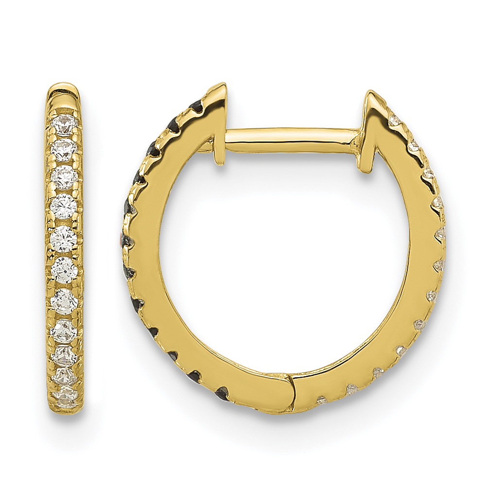 14k Madi K Black and White CZ Reversible Hinged Huggie Hoop Earrings (SE3069)