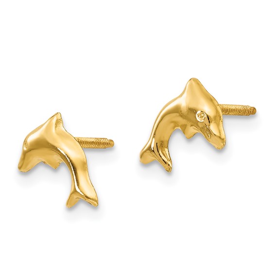Gold Childrens Dolphin Post Earrings
