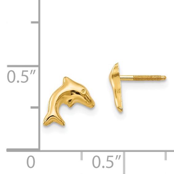 Gold Childrens Dolphin Post Earrings