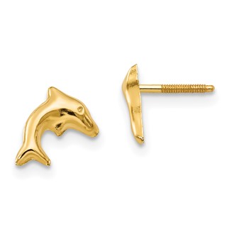 Gold Childrens Dolphin Post Earrings
