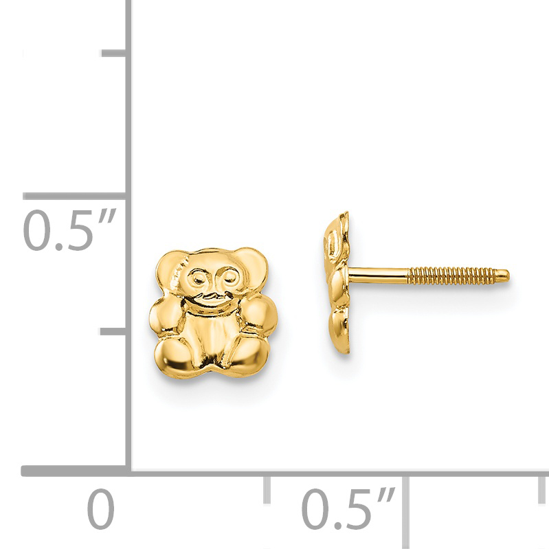 14k Madi K Polished Teddy Bear Screwback Earrings