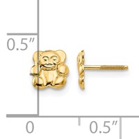 14K Yellow Gold Madi K Polished Teddy Bear Screwback Post Earrings view 4