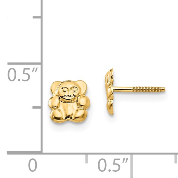 14k Madi K Polished Teddy Bear Childrens Screwback Post Earrings