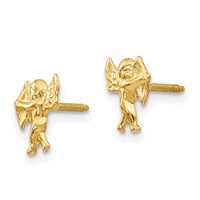 14K Yellow Gold Madi K Polished Cupid Screwback Earrings view 2