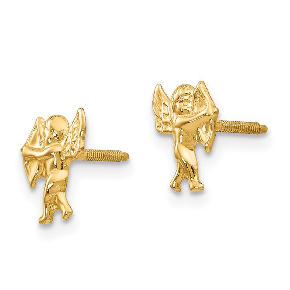 14k Madi K Polished Cupid Childrens Screwback Earrings