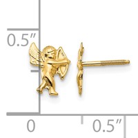 14K Yellow Gold Madi K Polished Cupid Screwback Earrings view 4