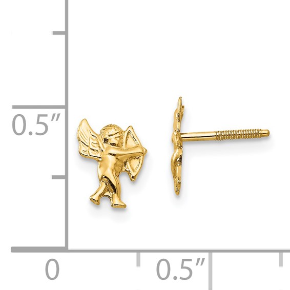 14k Madi K Polished Cupid Childrens Screwback Earrings