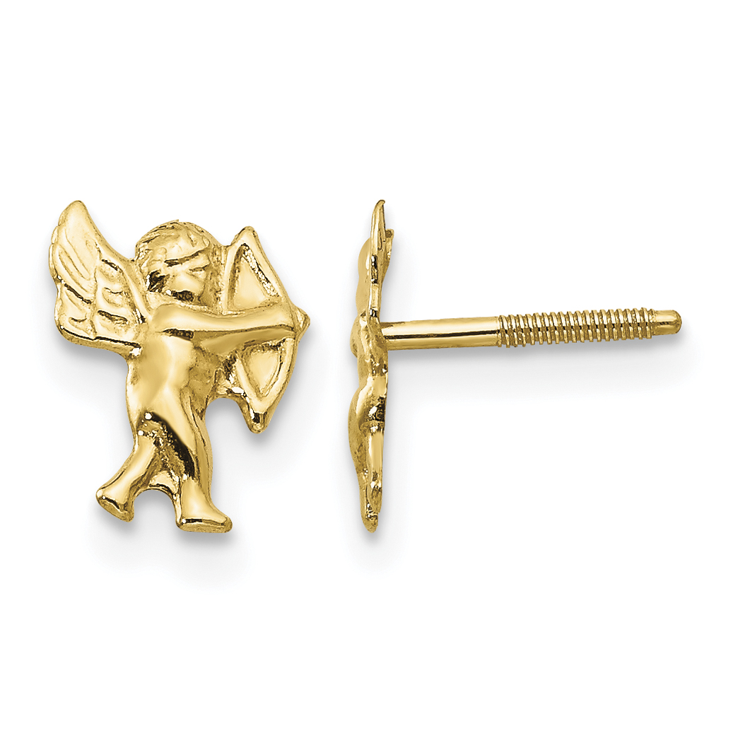 14k Madi K Polished Cupid Screwback Earrings (SE320)