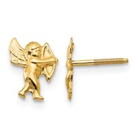 14K Yellow Gold Madi K Polished Cupid Screwback Earrings view 1