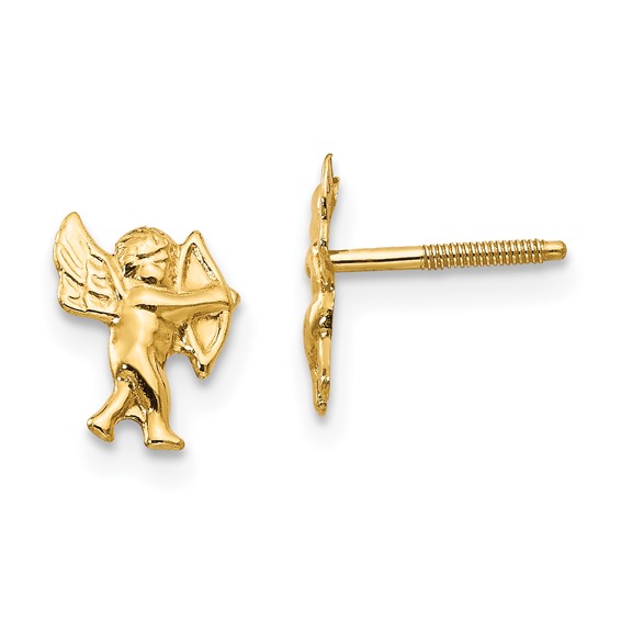 14k Madi K Polished Cupid Childrens Screwback Earrings