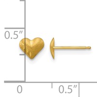 14K Yellow Gold Madi K Diamond-Cut and Satin Puffed Heart Post Earrings view 3