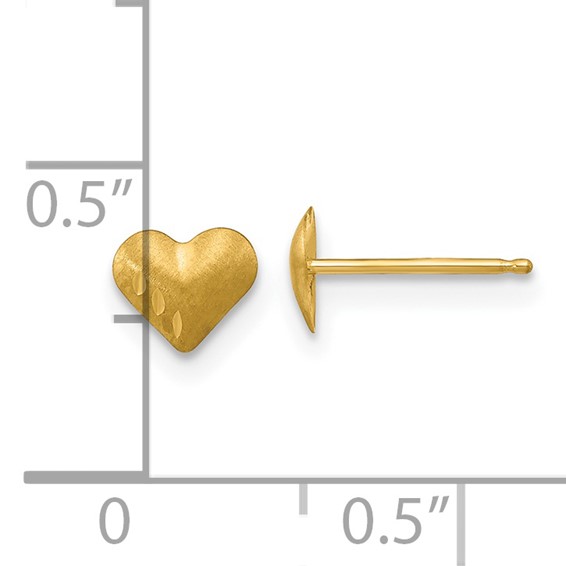 14k Madi K Diamond-Cut and Satin Puffed Heart Childrens Post Earrings