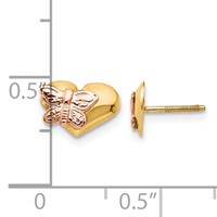 14K and Rose Rhodium Madi K Polished Butterfly Heart Screwback Earrings view 4