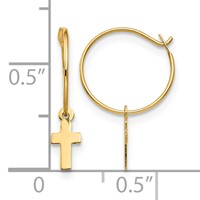 14K Yellow Gold Madi K Endless Hoop Earrings with Small Cross Dangle view 4
