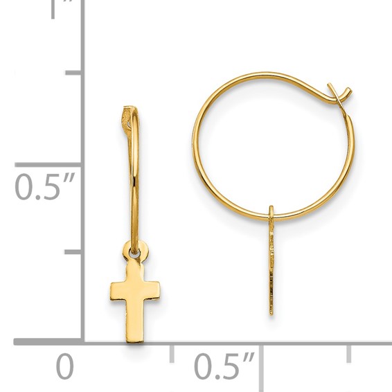 14k Madi K Endless Hoop with Small Cross Dangle Childrens Earrings
