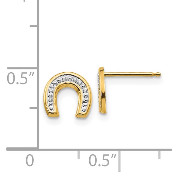 14k Madi K Polished & Rhodium Horseshoe Post Earrings