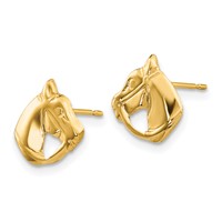 14K Yellow Gold Madi K Polished Horse Head Post Earrings view 2