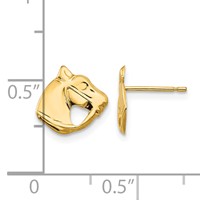 14K Yellow Gold Madi K Polished Horse Head Post Earrings view 4
