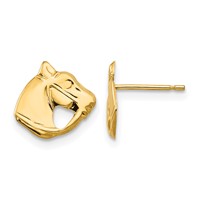 14K Yellow Gold Madi K Polished Horse Head Post Earrings view 1