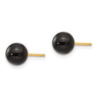 14K Yellow Gold Madi K 6.00mm Onyx Bead Earrings view 2