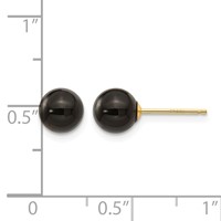14K Yellow Gold Madi K 6.00mm Onyx Bead Earrings view 4