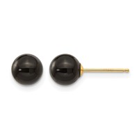 14K Yellow Gold Madi K 6.00mm Onyx Bead Earrings view 1