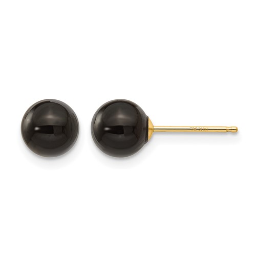 14K Yellow Gold Madi K 6.00mm Onyx Bead Earrings