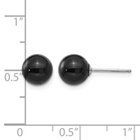 14K White Gold Madi K 7.00mm Onyx Bead Earrings view 4