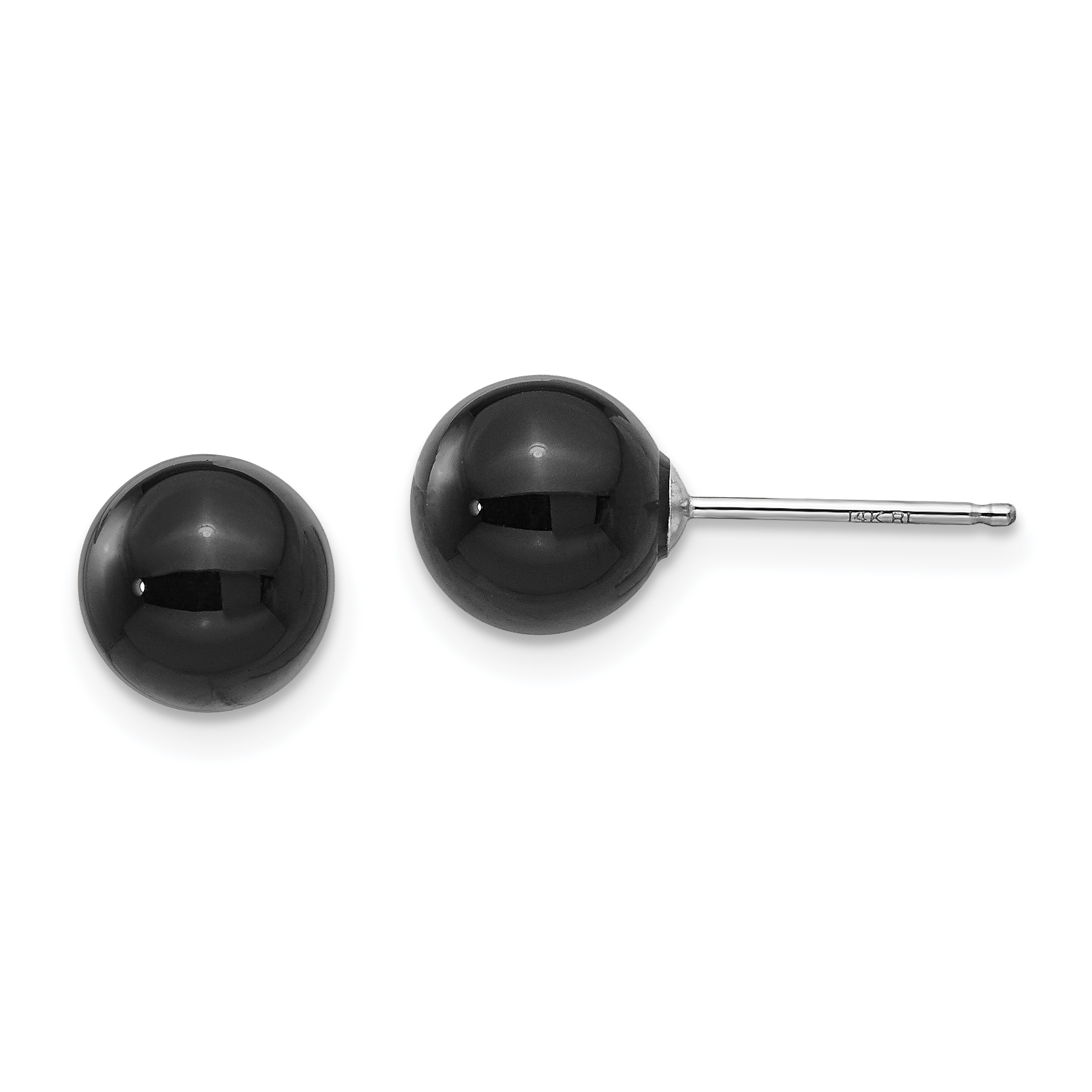 14k White Gold Madi K Onyx Bead Earrings (SE370)
