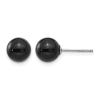 14K White Gold Madi K 7.00mm Onyx Bead Earrings view 1