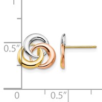 14K Tri-color Madi K 3-Circle Post Earrings view 4