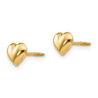 14K Yellow Gold Madi K Small 6mm Puffed Heart Screwback Post Earrings view 2