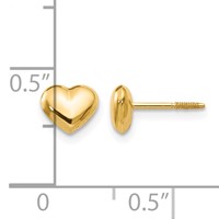 14K Yellow Gold Madi K Small 6mm Puffed Heart Screwback Post Earrings view 4