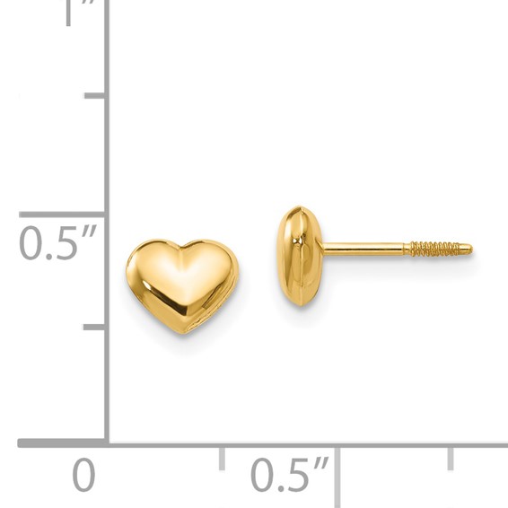 Gold Childrens Heart Post Earrings