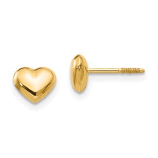 Gold Childrens Heart Post Earrings