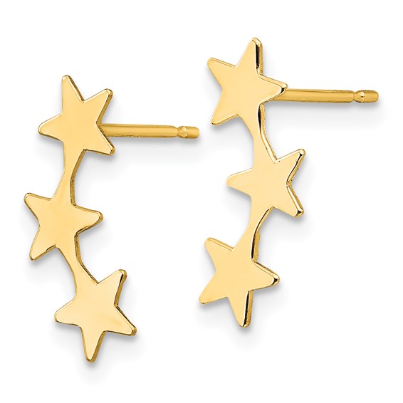 14k Madi K Polished 3-Star Childrens Post Earrings