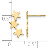 14K Madi K Polished 3-Star Post Earrings view 4